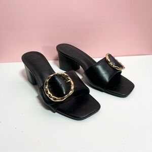 A new day target gold buckle platform kitten heel